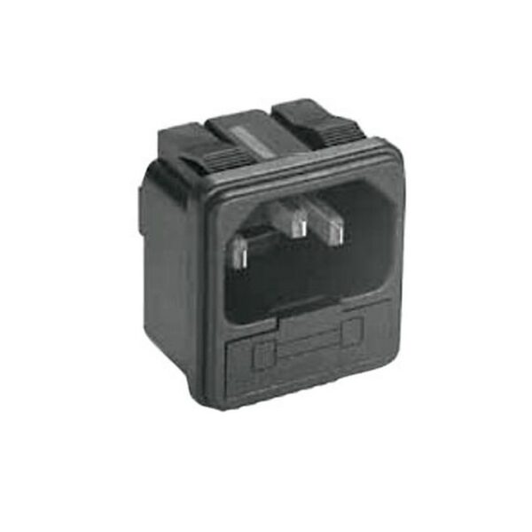 Hálózati beépíthető apa C14+biztosító tartó,Snap-in,IEC-G-2,15A 250V