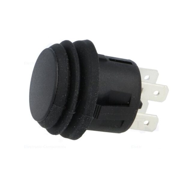 Nyomógomb 2ák. záró,250VAC/6A,fekete,IP65,