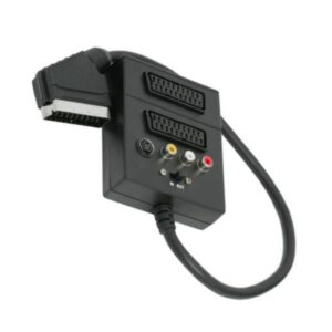 Kábel, Scart dugó/2xScart beép.alj+3xRCA alj+SVHS alj,átkapcsolóval, 0.5m