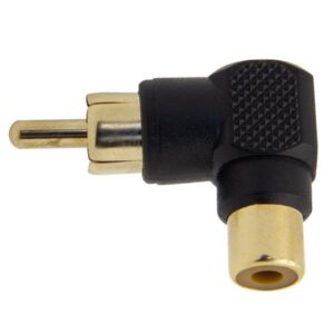 Adapter, RCA alj/RCA dugó 90⁰,aranyozott,fekete müa.