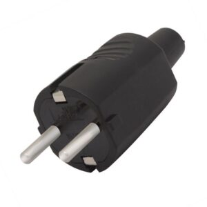 Hálózati dugvilla 2P+F,fekete rugalmas,16A 250V,hátsó bekötés,