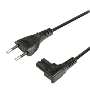 Hálózati kábel,magnó,90⁰-os,3m,fekete,2x0,75mm2